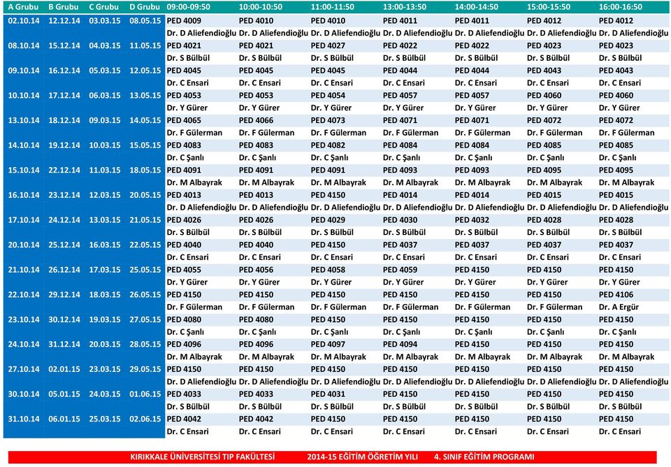 10.14 15.12.14 04.03.15 11.05.15 PED 4021 PED 4021 PED 4027 PED 4022 PED 4022 PED 4023 PED 4023 Dr. S Bülbül Dr. S Bülbül Dr. S Bülbül Dr. S Bülbül Dr. S Bülbül Dr. S Bülbül Dr. S Bülbül 09.10.14 16.