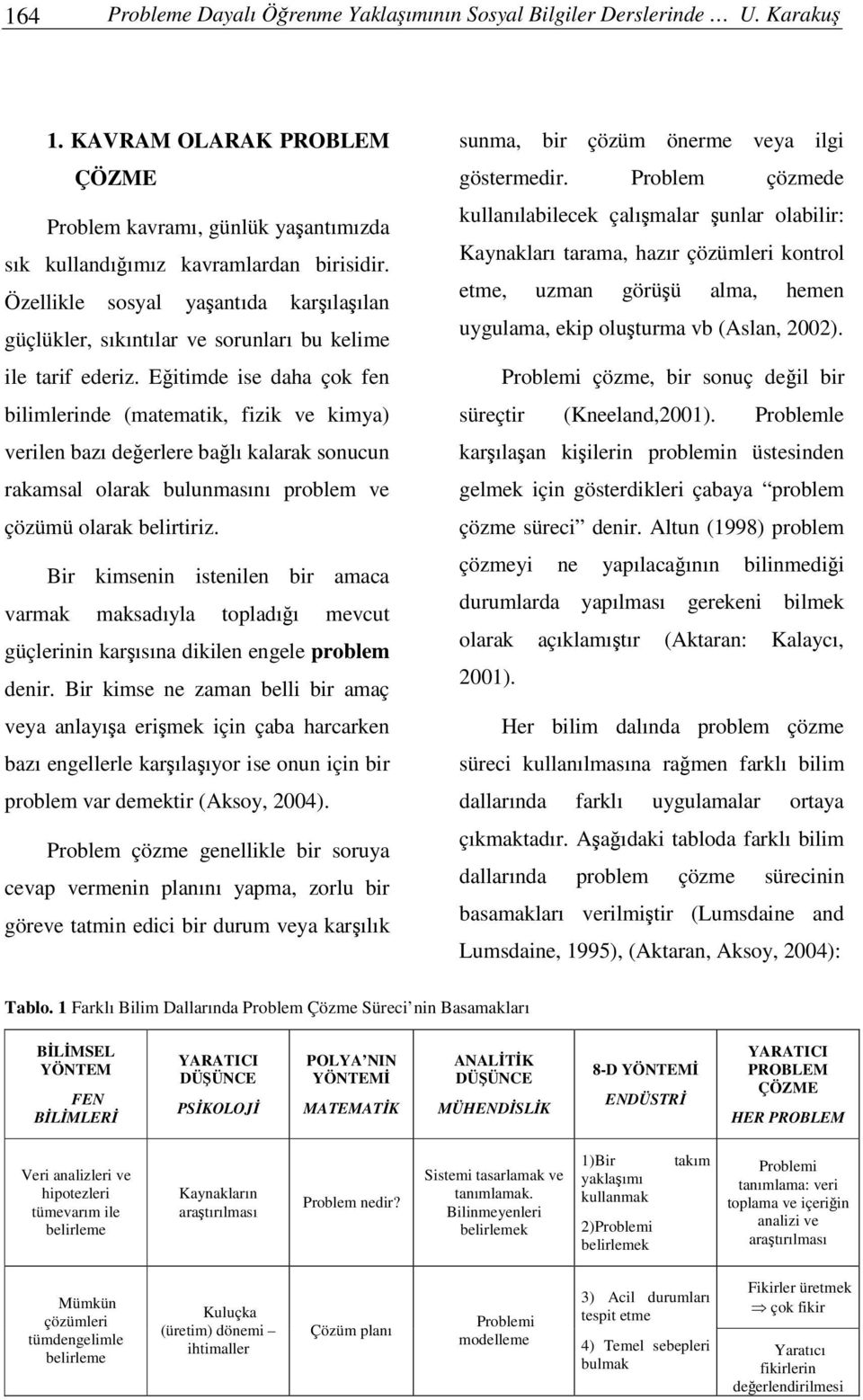 Eitimde ise daha çok fen bilimlerinde (matematik, fizik ve kimya) verilen bazı deerlere balı kalarak sonucun rakamsal olarak bulunmasını problem ve çözümü olarak belirtiriz.