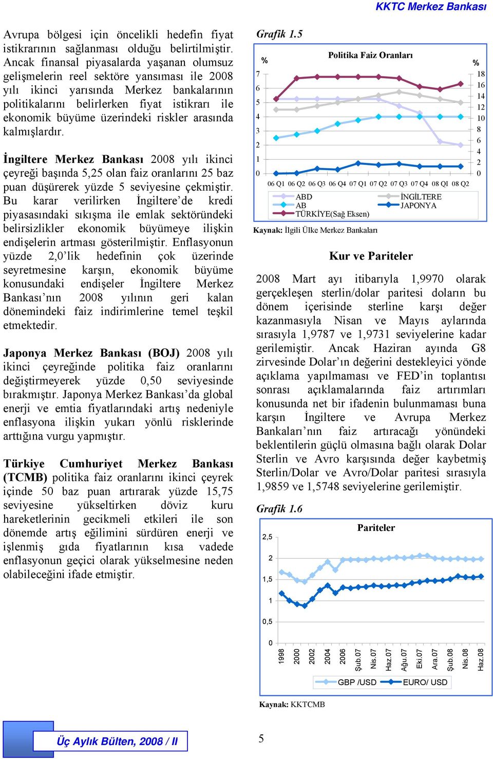 üzerindeki riskler arasında kalmışlardır. İngiltere Merkez Bankası 2008 yılı ikinci çeyreği başında 5,25 olan faiz oranlarını 25 baz puan düşürerek yüzde 5 seviyesine çekmiştir.