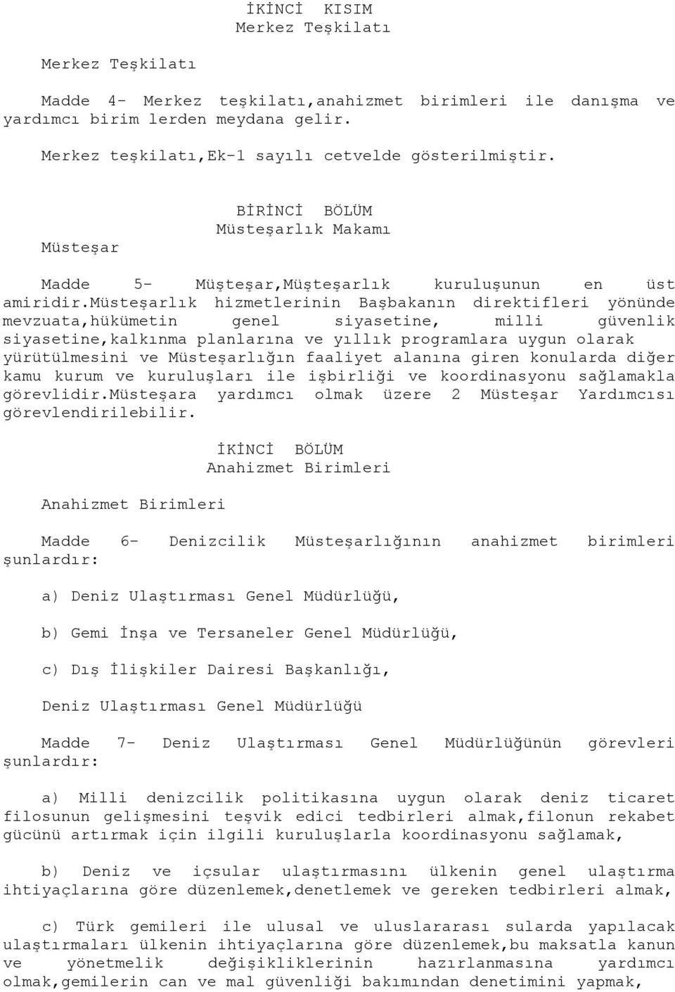 müsteşarlık hizmetlerinin Başbakanın direktifleri yönünde mevzuata,hükümetin genel siyasetine, milli güvenlik siyasetine,kalkınma planlarına ve yıllık programlara uygun olarak yürütülmesini ve