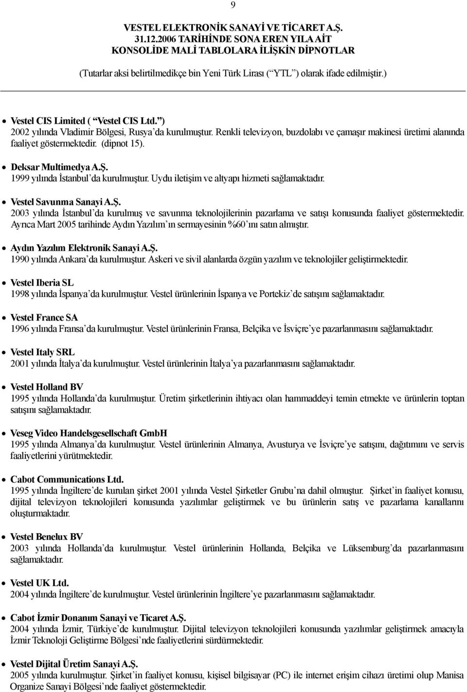 Ayrıca Mart 2005 tarihinde Aydın Yazılım ın sermayesinin %60 ını satın almıştır. Aydın Yazılım Elektronik Sanayi A.Ş. 1990 yılında Ankara da kurulmuştur.