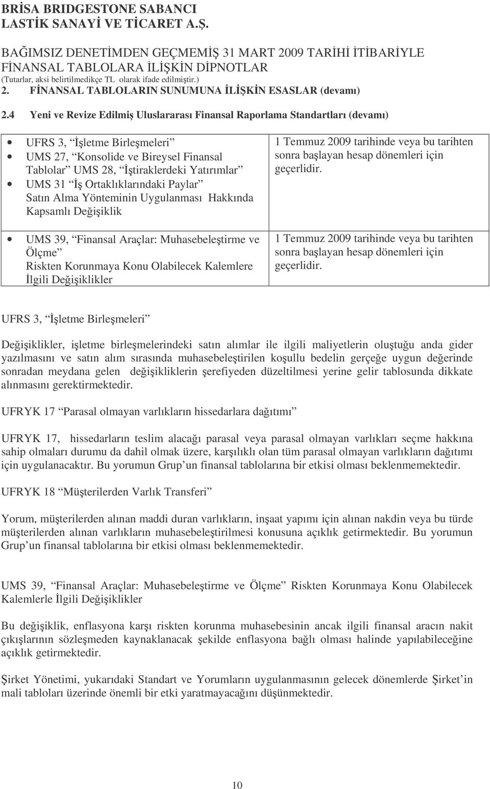 Ortaklıklarındaki Paylar Satın Alma Yönteminin Uygulanması Hakkında Kapsamlı Deiiklik UMS 39, Finansal Araçlar: Muhasebeletirme ve Ölçme Riskten Korunmaya Konu Olabilecek Kalemlere lgili Deiiklikler