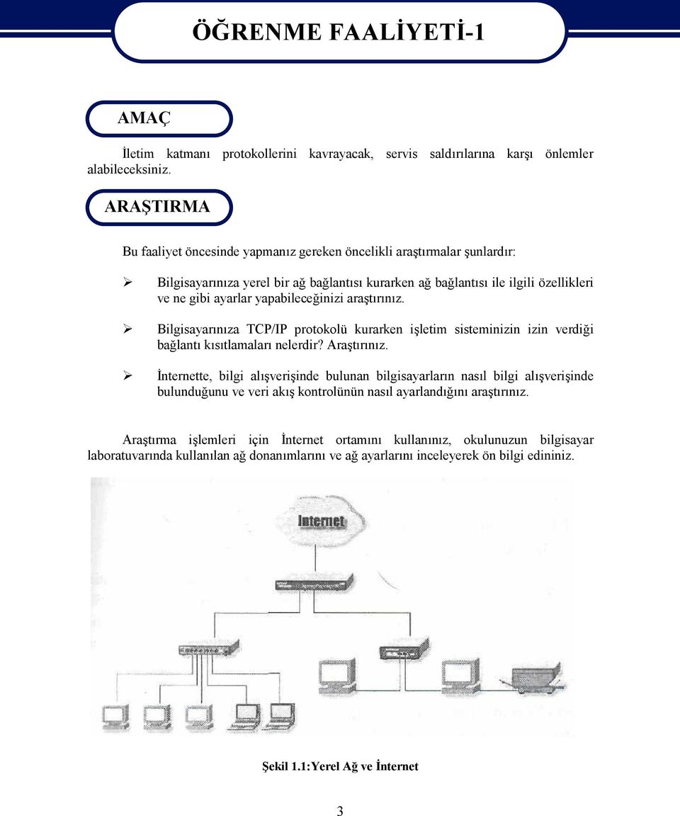 yapabileceğinizi araştırınız. Bilgisayarınıza TCP/IP protokolü kurarken işletim sisteminizin izin verdiği bağlantı kısıtlamaları nelerdir? Araştırınız.