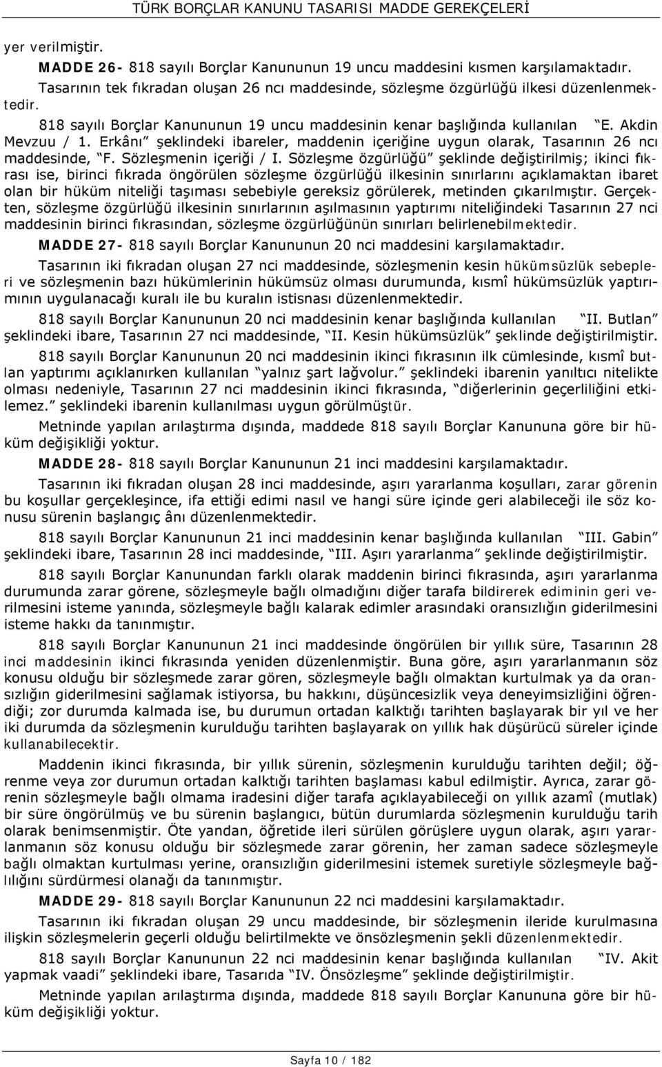 Sözleşmenin içeriği / I.