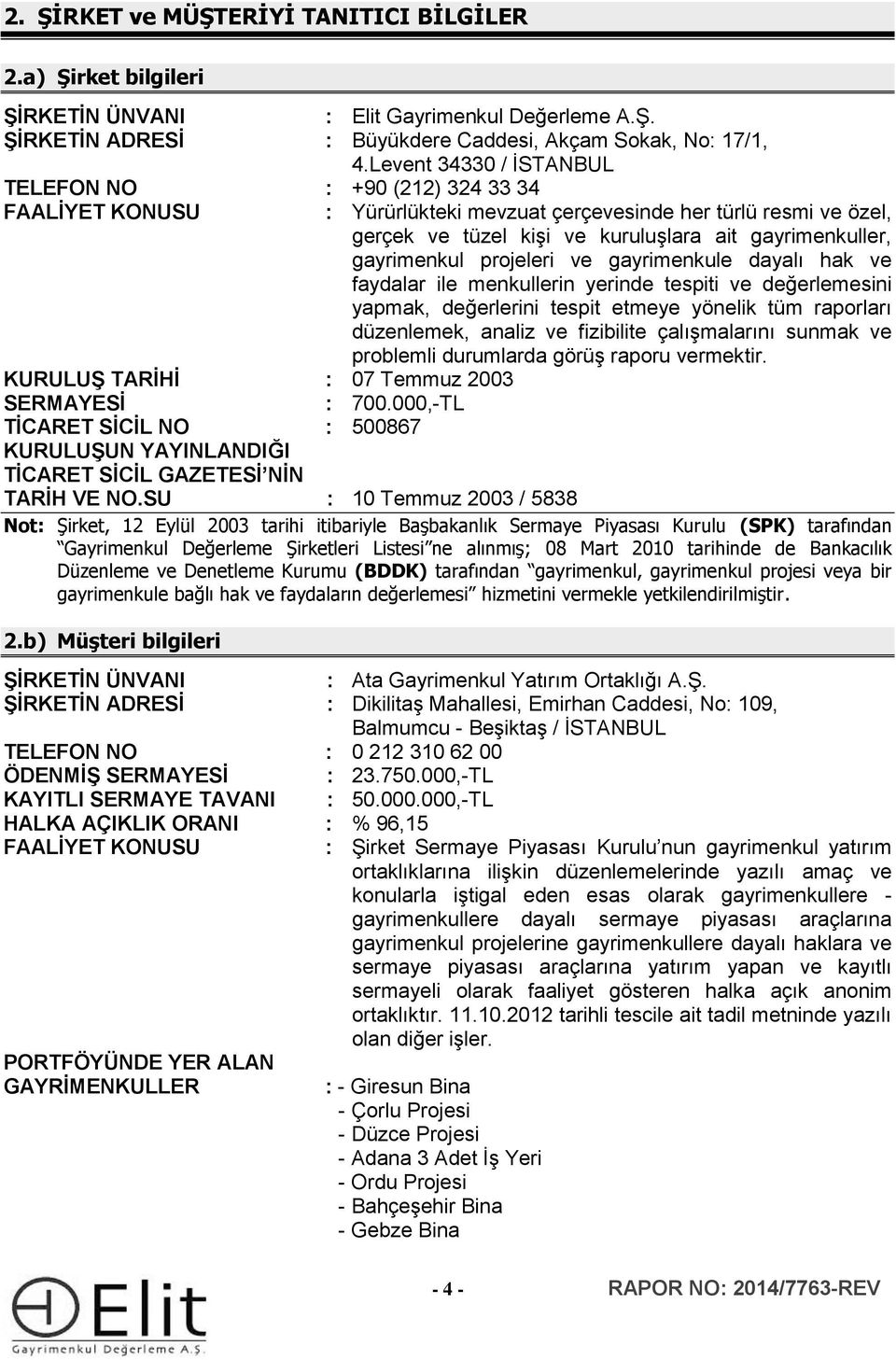 gayrimenkul projeleri ve gayrimenkule dayalı hak ve faydalar ile menkullerin yerinde tespiti ve değerlemesini yapmak, değerlerini tespit etmeye yönelik tüm raporları düzenlemek, analiz ve fizibilite