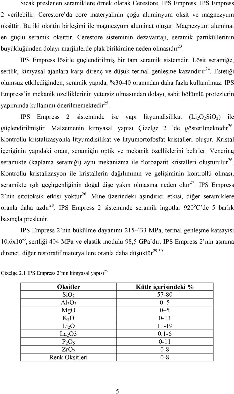 Cerestore sisteminin dezavantajı, seramik partiküllerinin büyüklüğünden dolayı marjinlerde plak birikimine neden olmasıdır 23. IPS Empress lösitle güçlendirilmiş bir tam seramik sistemdir.