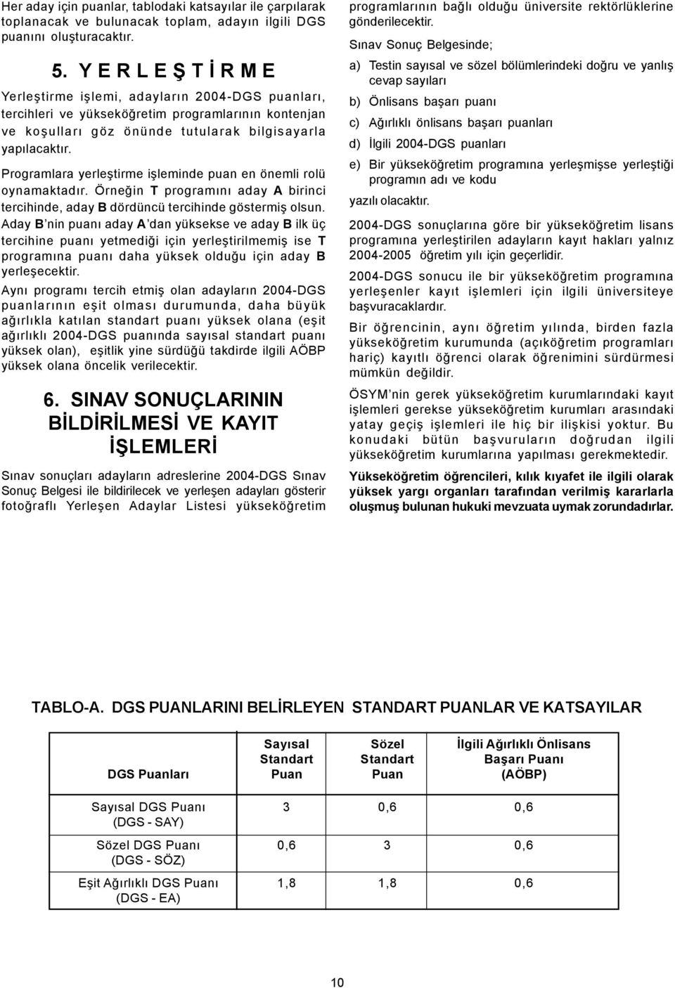 Programlara yerleþtirme iþleminde puan en önemli rolü oynamaktadýr. Örneðin T programýný aday A birinci tercihinde, aday B dördüncü tercihinde göstermiþ olsun.