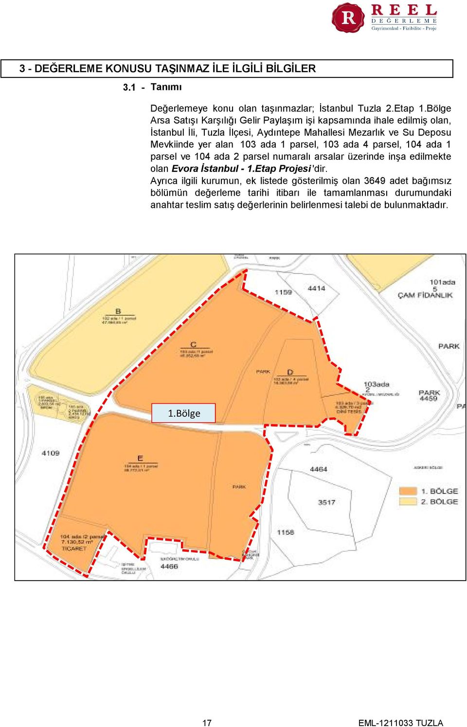 103 ada 1 parsel, 103 ada 4 parsel, 104 ada 1 parsel ve 104 ada 2 parsel numaralı arsalar üzerinde inşa edilmekte olan Evora İstanbul - 1.Etap Projesi 'dir.