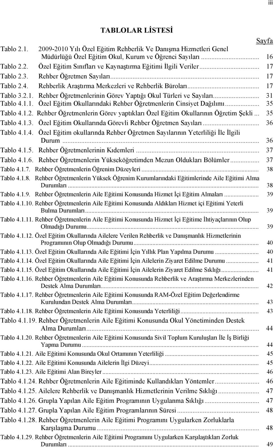 .. 31 Tablo 4.1.1. Özel Eğitim Okullarındaki Rehber Öğretmenlerin Cinsiyet Dağılımı... 35 Tablo 4.1.2. Rehber Öğretmenlerin Görev yaptıkları Özel Eğitim Okullarının Öğretim Şekli... 35 Tablo 4.1.3. Özel Eğitim Okullarında Görevli Rehber Öğretmen Sayıları.