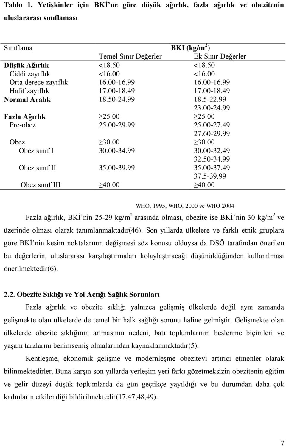 00 Pre-obez 25.00-29.99 25.00-27.49 27.60-29.99 Obez 30.00 30.00 Obez sınıf I 30.00-34.99 30.00-32.49 32.50-34.99 Obez sınıf II 35.00-39.99 35.00-37.49 37.5-39.99 Obez sınıf III 40.00 40.