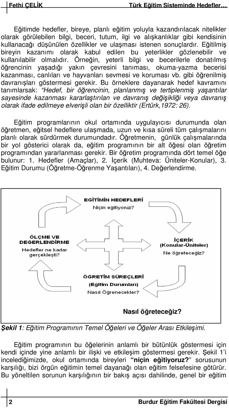 Örnein, yeterli bilgi ve becerilerle donatılmı örencinin yaadıı yakın çevresini tanıması, okuma-yazma becerisi kazanması, canlıları ve hayvanları sevmesi ve koruması vb.