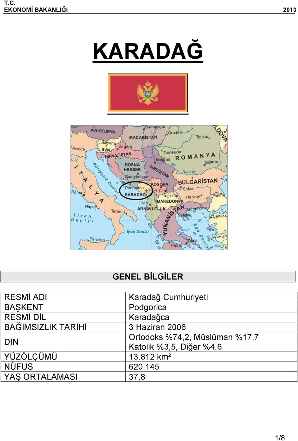 BAĞIMSIZLIK TARİHİ 3 Haziran 2006 DİN Ortodoks %74,2, Müslüman