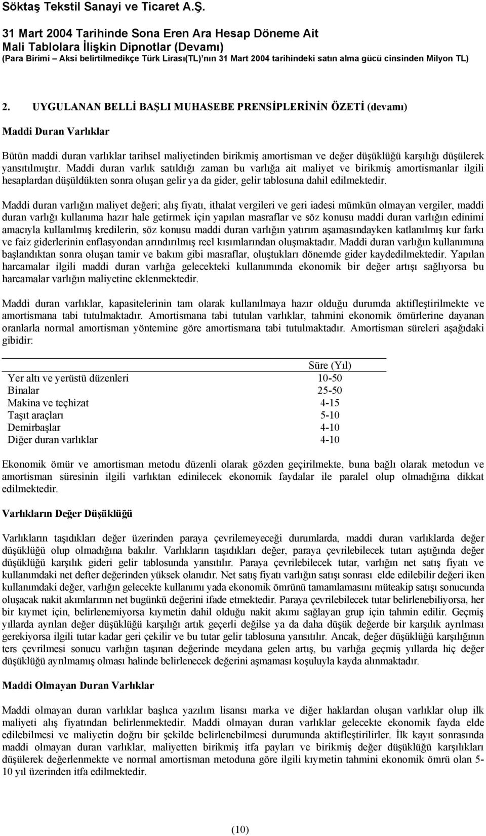 Maddi duran varlığın maliyet değeri; alış fiyatı, ithalat vergileri ve geri iadesi mümkün olmayan vergiler, maddi duran varlığı kullanıma hazır hale getirmek için yapılan masraflar ve söz konusu