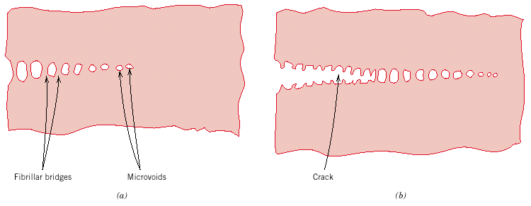 Polimerler kırılması Yönlenmiş zincirler Lifli köprüler mikroboşluklar çatlak Adapted from