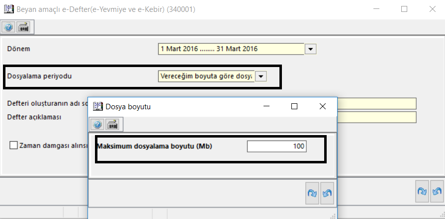 Vereceğim dosya boyutuna göre seçeneğinde boyutun