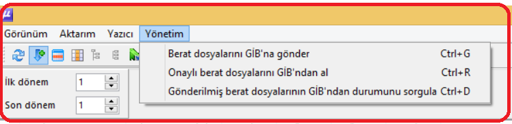 Beyan amaçlı e-defter görüntüleme menüsü ise, ilgili döneme ait tüm kontrol ve düzenlemeler tamamlandıktan sonra, mali mühür aracı takılı makinede beyan amaçlı e-defter oluşturma menüsünden