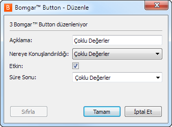 Bomgar Button kullanım istatistiklerinde şunlar yer alır: Statik alanlar: Her bir Bomgar Button için Benzersiz kimlik Konuşlandırma Tarihi Son Kullanıldığı Tarih (veya henüz yoksa GD) Kullanım Sayısı