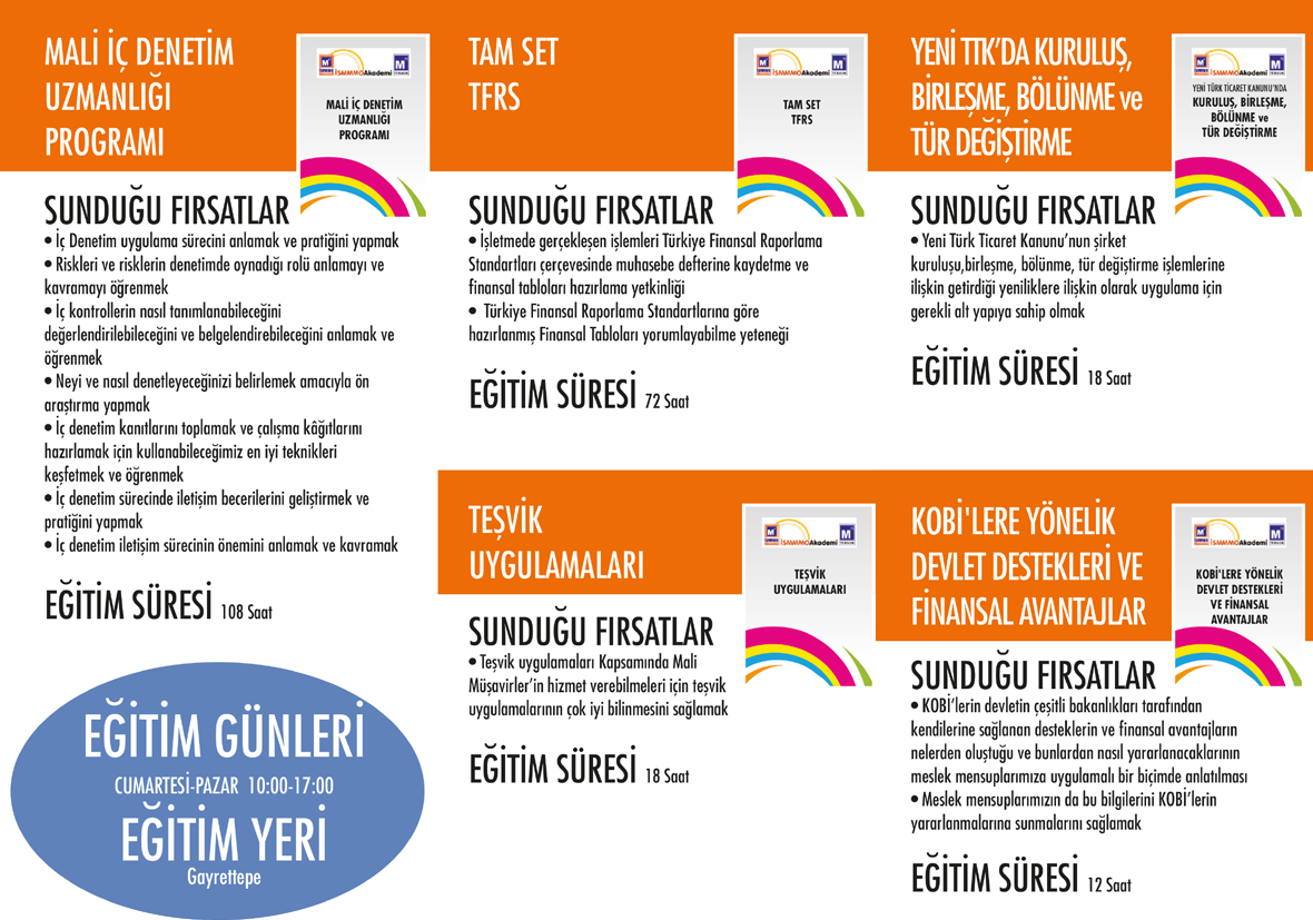 alanlarda uzmanlık programları, seminer, sempozyum, konferans ve benzeri etkinlikler düzenlemek; sertifika ile değerlendirilecek eğitim ve öğretim programlarını uygulamak; muhasebe ve mali işler