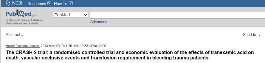 Traneksamik Asit The CRASH-3 trial will provide reliable evidence about the effect of tranexamic acid on mortality and