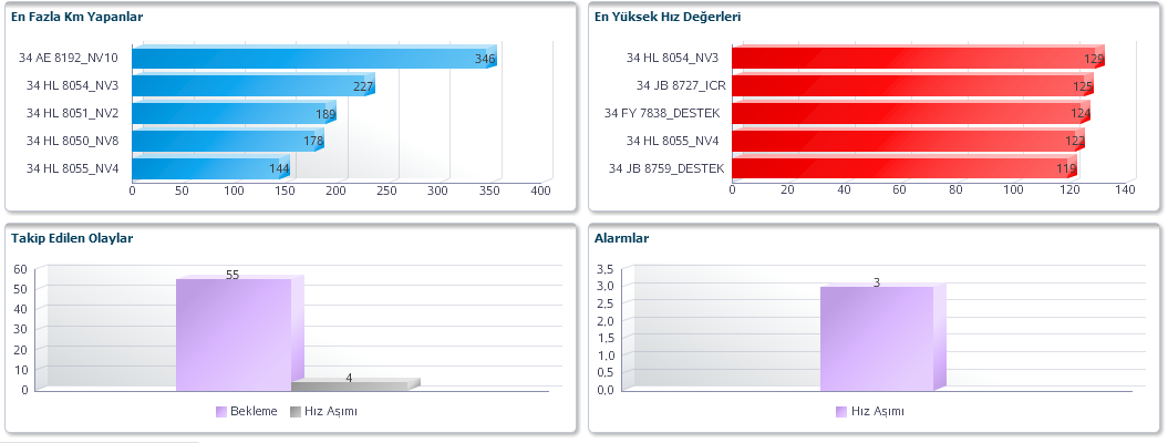 4.3 Dinamik Bilgi Grafikler Firmaya ait araç filosu içindeki araçlar