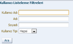 7. Yönetim 7.1 Kullanıcı Bilgileri 7.1.1 Kullanıcılar Kullanıcılar bölümü aranan bir kullanıcıya ait tüm bilgileri listeler.