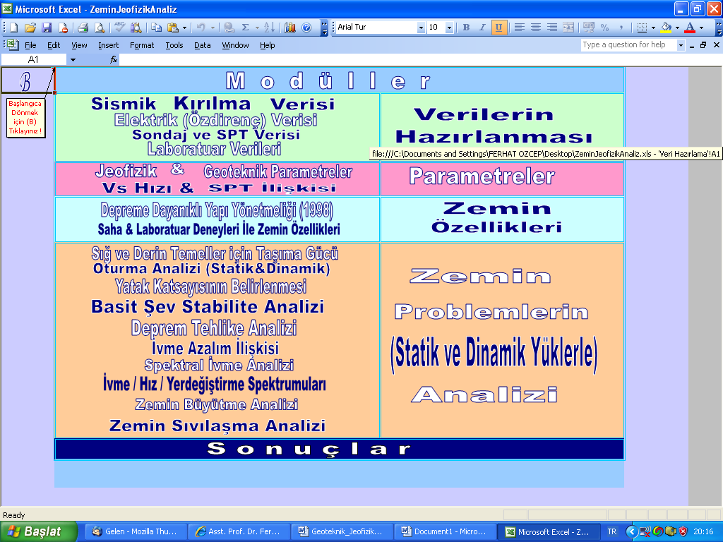 MODÜLLER Başlangıca Dönme Butonu