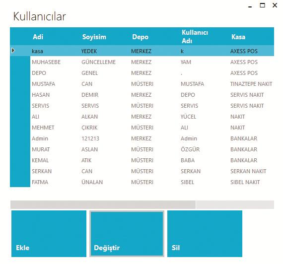 Değiştir tuşu ile var olan kullanıcı