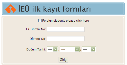 I-ADIM ADIM KAYIT İŞLEMLERİ 1. AŞAMA İLK KAYIT FORMLARI Üniversitemizin https://thor-oasis.izmirekonomi.edu.