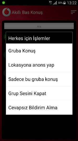 1.5.1. Gruba Konuş Ana ekranda Gruplar menüsünden Grup Seç tuşuna tıklanarak mevcut gruplar listelenir, listeden seçilen grup tıklanır ve Gruba Konuş seçilir.