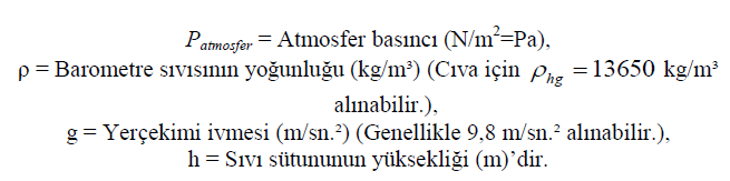 Açık hava basıncını veya herhangi bir yerdeki atmosferik (P atm) basıncı ölçen araçlara barometre denir.