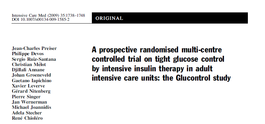 Çok merkezli Avrupa Çalışmaları GLUCONTROL STUDY Çalışma erken sonlandırılmıştır 1078 olgu karışık yoğun