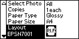 5. Layout (Düzen) menüsünden istediğiniz PRINT Image Framer verilerini seçin. PRINT Image Framer veri dosyası görüntülenir.