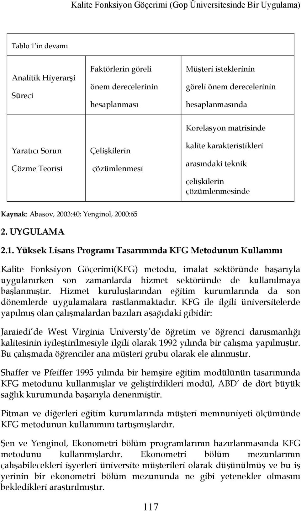 2003:40; Yenginol, 2000:65 2. UYGULAMA 2.1.