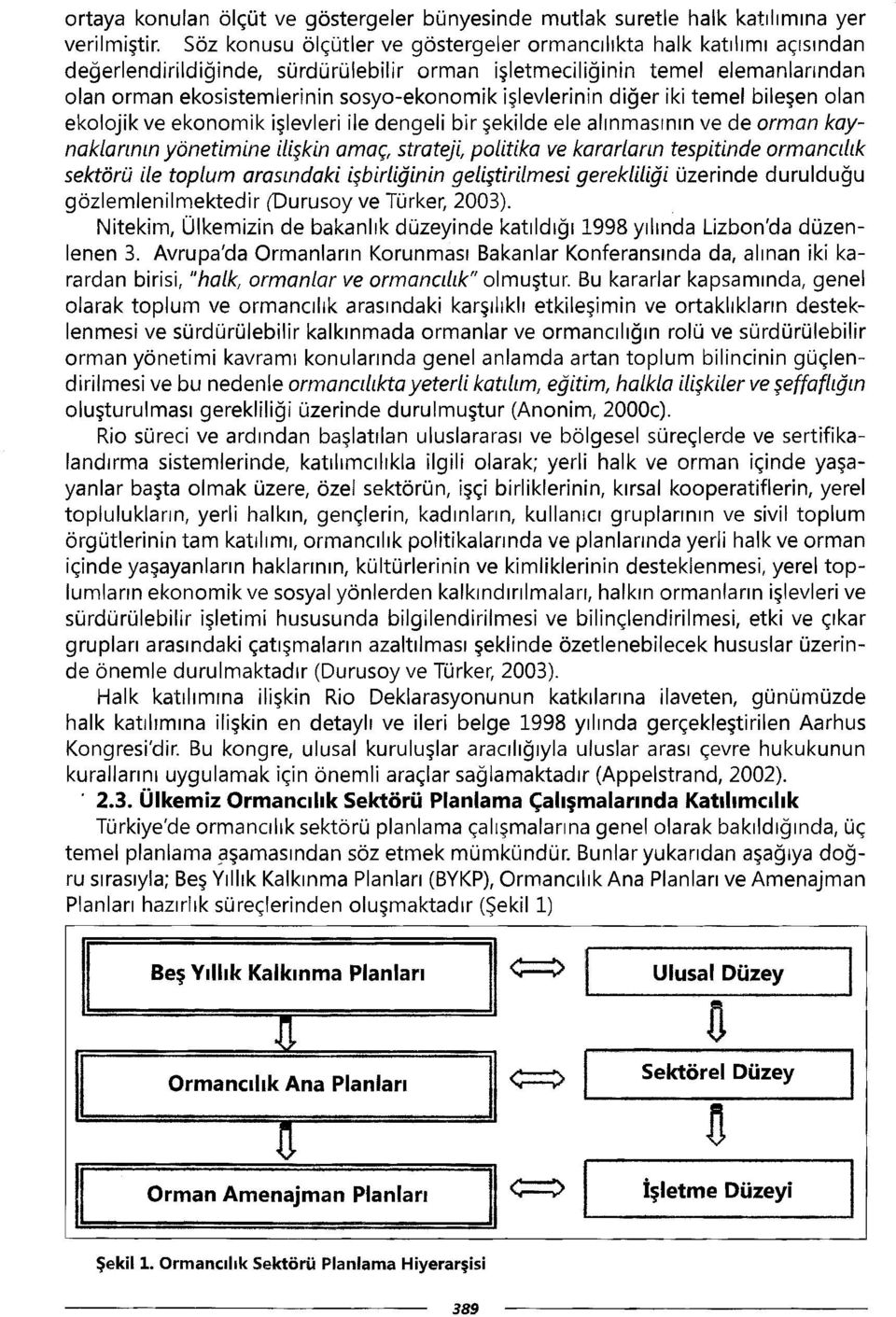 i~levlerinin diger iki temel bile~en olan ekolojik ve ekonomik i~levleri He dengeli bir ~ekilde ele alrnmasrnrn ve de orman kaynaklanmn y6netimine ili~kin amar;, strateji, politika ve kararlann