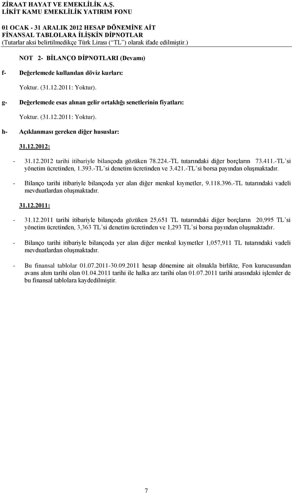 - Bilanço tarihi itibariyle bilançoda yer alan diğer menkul kıymetler, 9.118.396.-TL tutarındaki vadeli mevduatlardan oluşmaktadır. 31.12.