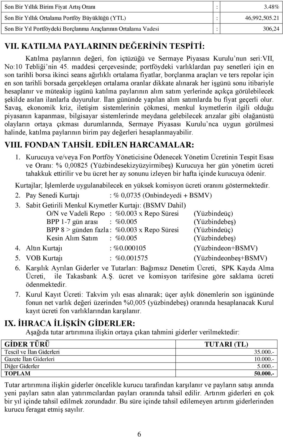 maddesi çerçevesinde; portföydeki varlıklardan pay senetleri için en son tarihli borsa ikinci seans ağırlıklı ortalama fiyatlar, borçlanma araçları ve ters repolar için en son tarihli borsada