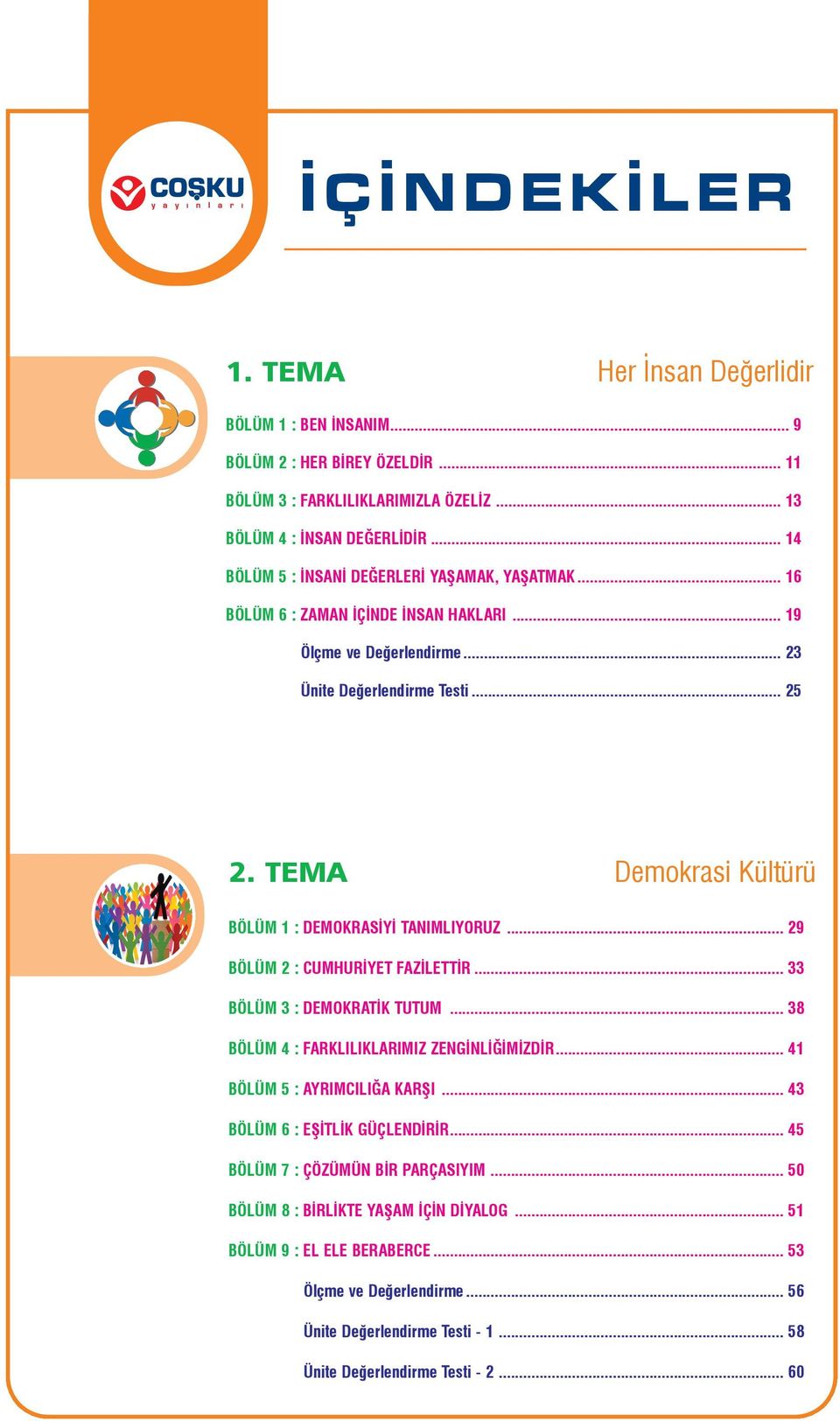 TEMA Demokrasi Kültürü BÖLÜM 1 : DEMOKRASÝYÝ TANIMLIYORUZ... 29 BÖLÜM 2 : CUMHURÝYET FAZÝLETTÝR... 33 BÖLÜM 3 : DEMOKRATÝK TUTUM... 38 BÖLÜM 4 : FARKLILIKLARIMIZ ZENGÝNLÝÐÝMÝZDÝR.