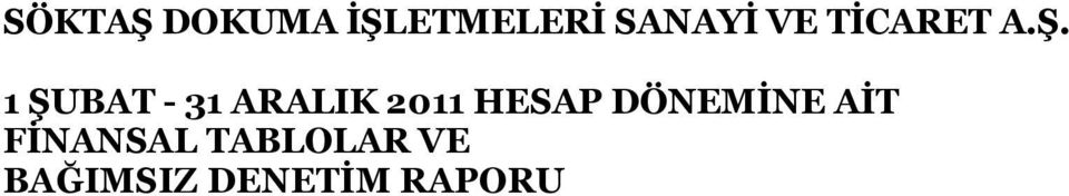 1 ŞUBAT - 31 ARALIK 2011 HESAP