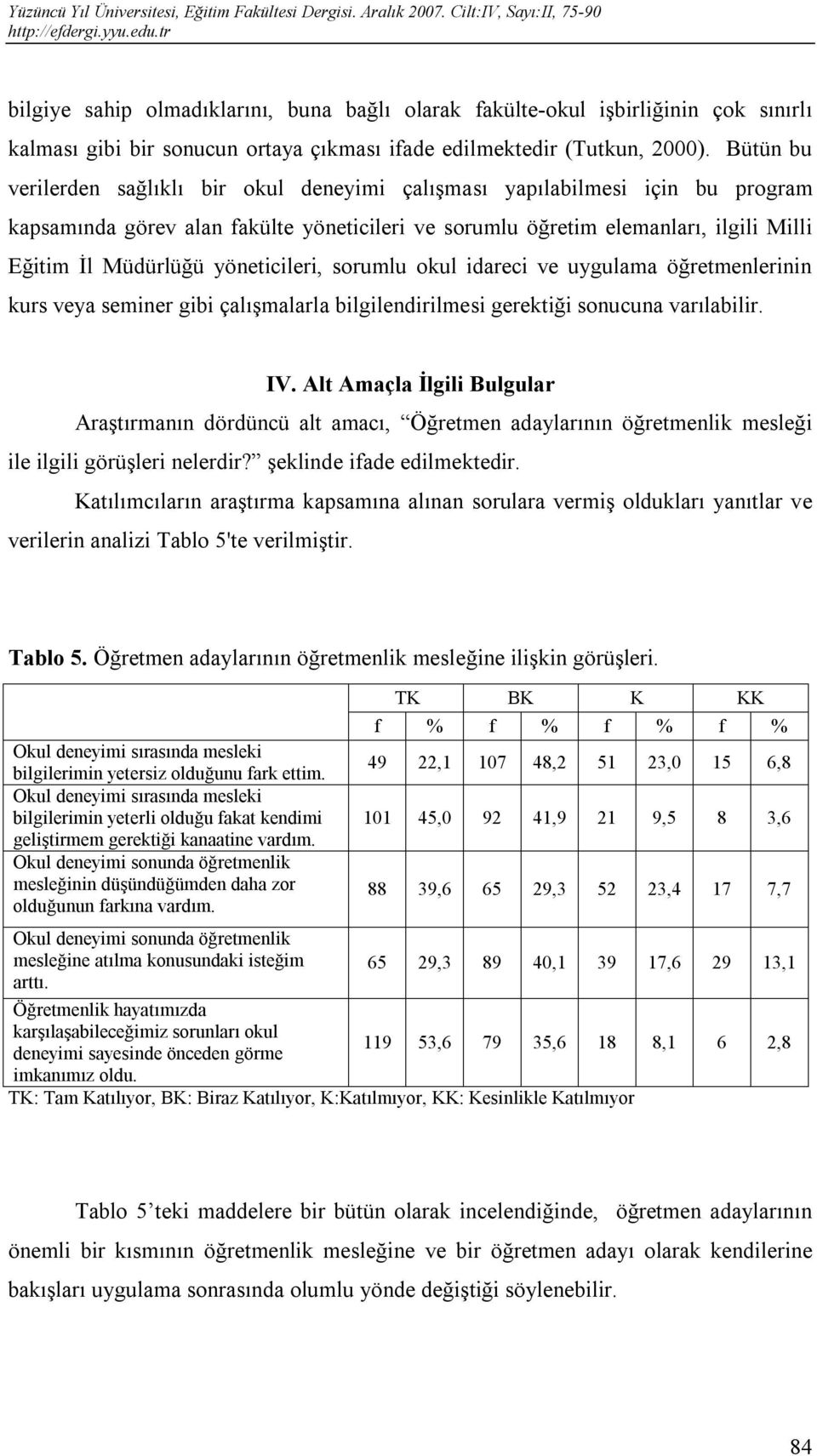 yöneticileri, sorumlu okul idareci ve uygulama öğretmenlerinin kurs veya seminer gibi çalışmalarla bilgilendirilmesi gerektiği sonucuna varılabilir. IV.