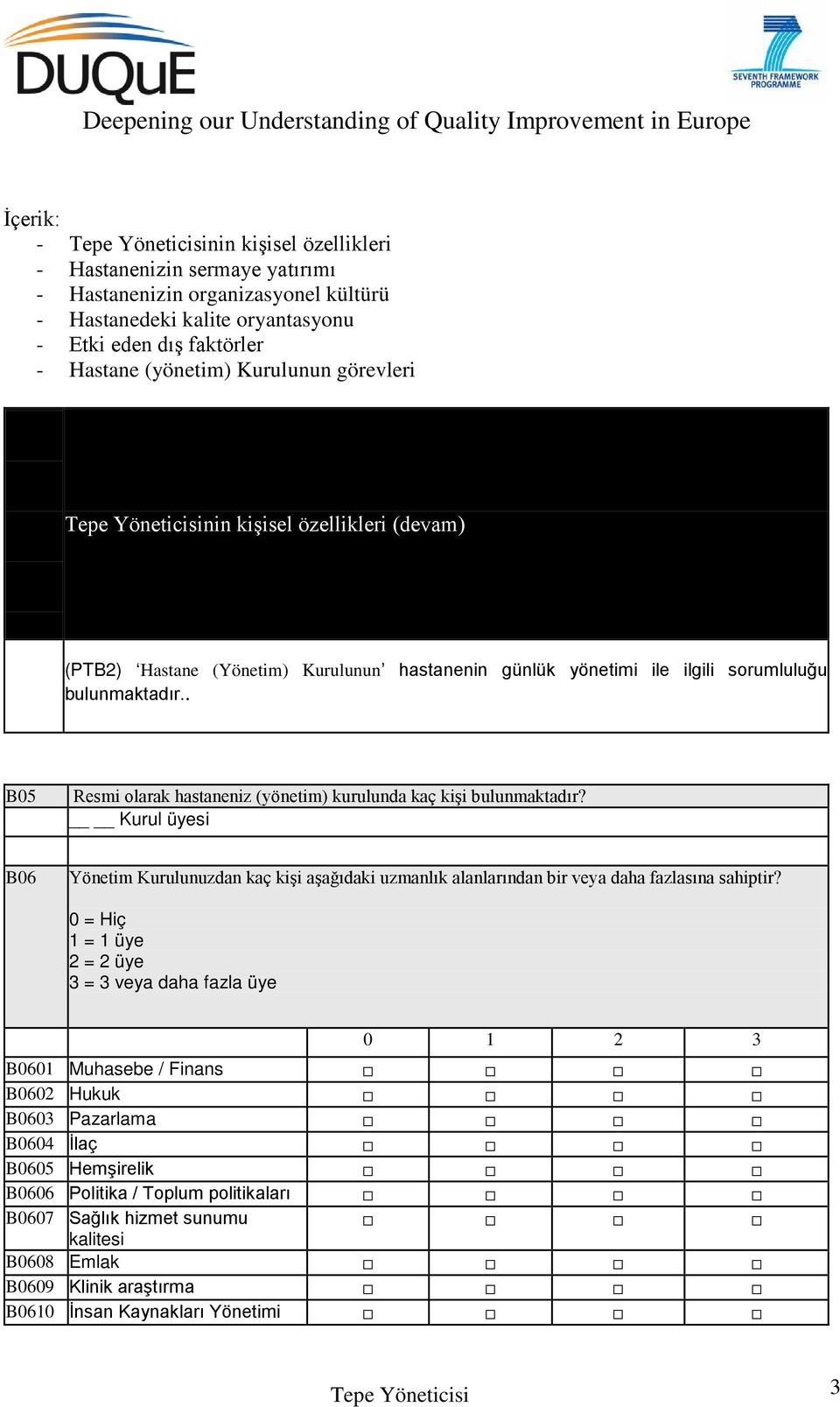 Kurul üyesi B06 Yönetim Kurulunuzdan kaç kişi aşağıdaki uzmanlık alanlarından bir veya daha fazlasına sahiptir?