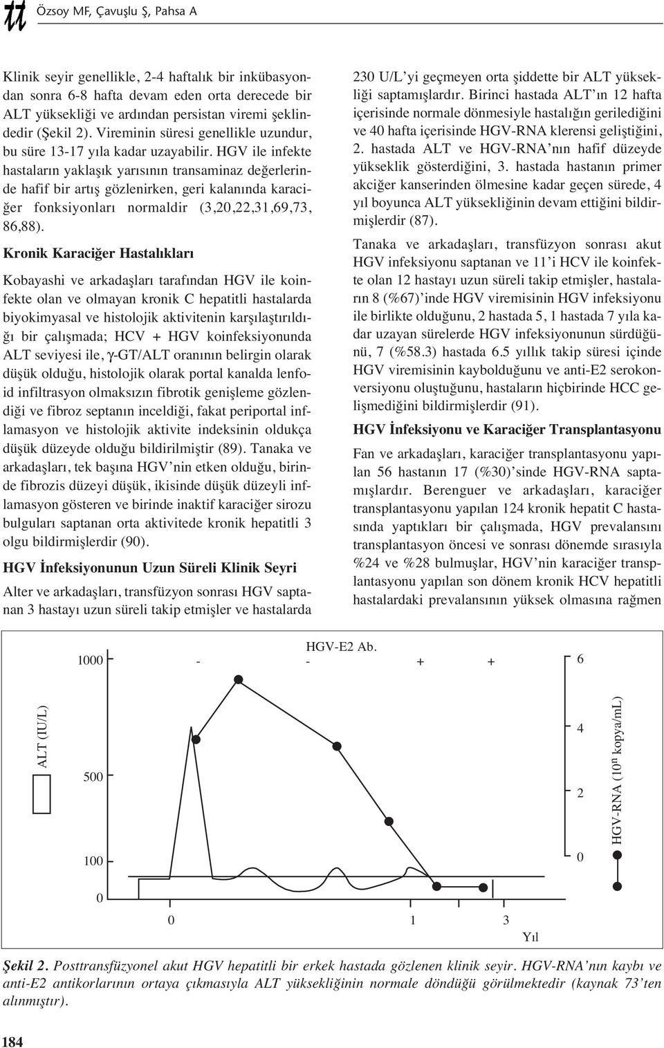 HGV ile infekte hastalar n yaklaş k yar s n n transaminaz değerlerinde hafif bir art ş gözlenirken, geri kalan nda karaciğer fonksiyonlar normaldir (3,20,22,31,69,73, 86,88).