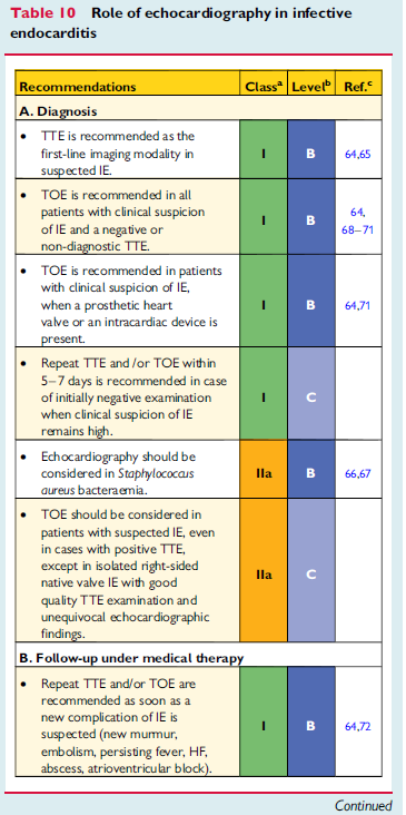 EKO-1 TTE: İlk tetkik TÖE - TTE negatif ise veya tanısal değil ise - Protez kapak var ise İzole sağ kapak endokarditi dışındaki tüm olgularda TÖE
