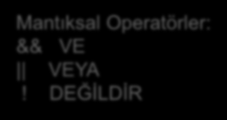 Bir koşula göre programın akışını değiştirir. if komutu int ilksayi, ikincisayi; ilksayi = 10; ikincisayi = 7; if (ilksayi > ikincisayi) MessageBox.