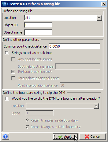 4.2) DTM in Dosya-Tabanlı Olarak Oluşturulması 1. Reset graphics simgesini tıklayınız. 2. Surfaces > DTM File functions > Create DTM from string file seçiniz. 3.
