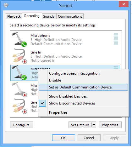 Ses ve Kayıt Aygıtlarını Değiştirme Phoebus kontrol kutusunda ve FIO ses jakında ses ve kayıt aygıtı arasında geçiş yapmak için: 1.