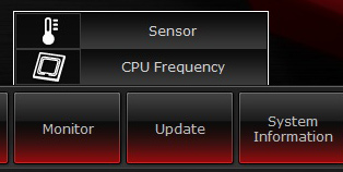 Monitör menüsü Monitör menüsü Sensör ve CPU Frekansı panellerini içerir.