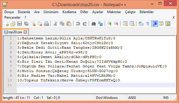 a)inen Dosyayı Düzenleme: Notepad++ Bazı metin düzenleyiciler \n ( newline) yeni satır karakterini kullanıcıya yansıtmaya bilir bu yüzden örneği bu program üzerinden göstereceğiz.