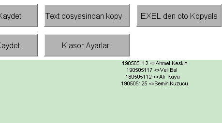 1)Sınıf Listesi Oluştur 2)Word-Excelden Yapistir Tuşuna Basın 3)WORDden veya EXCEL den (herhangibir text dosyasından) öğrenci no ve öğrenci isimlerini kopyalayıp yapıştırın.