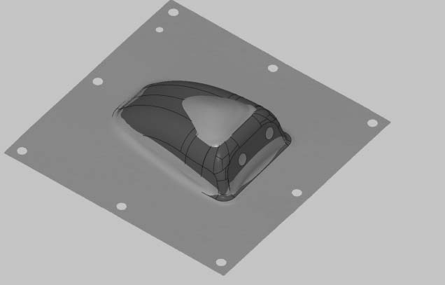 Şekil-11: Beş farklı CAD datası için arka arkaya eklenmiş takımyolu simülasyonları Resim-12: Parçanın CAD çizimi üzerine imal edilmiş parçanın optik okuma sonucu elde edilen üç boyutlu katı modelinin