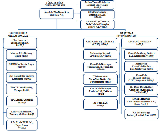 Anadolu Efes in 30 Eylül 2013 itibarıyla kayıtlı sermaye tavanı 900.000.000 TL, çıkarılmış sermayesi 592.105.263 TL dir. Anadolu Efes in sermayesinin %23,6 sı Yazıcılar Holding A.Ş.